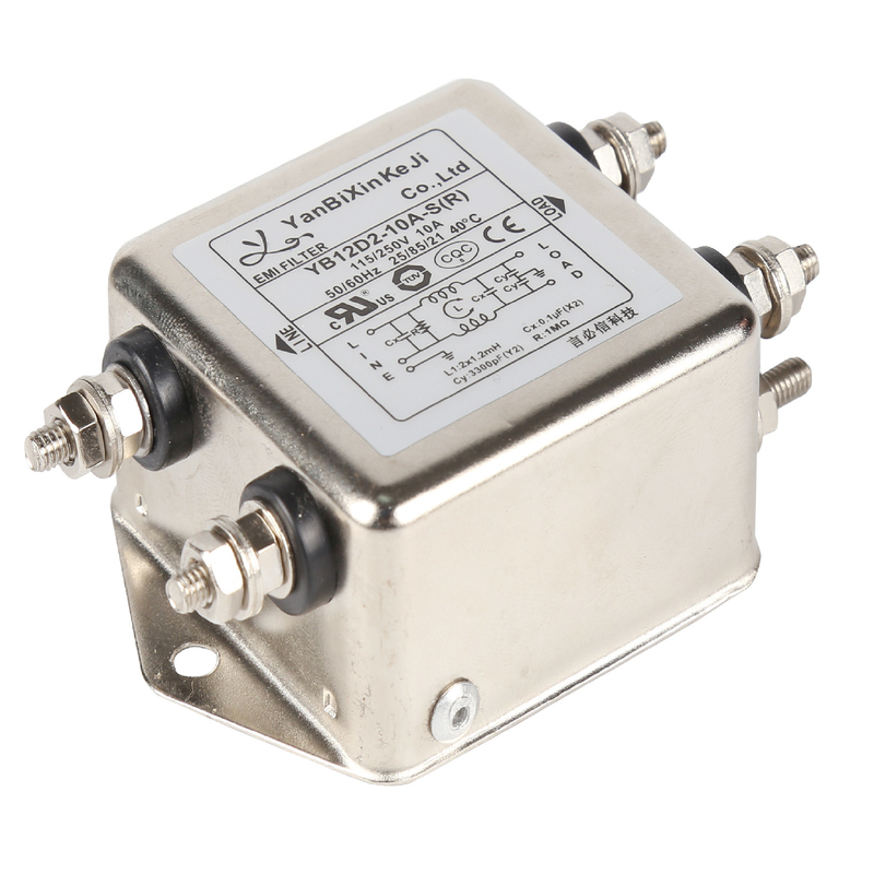 Bộ lọc nhiễu nguồn AC 10A 2.5KW YB12D2 Bộ lọc EMI một pha cho thiết bị gia dụng