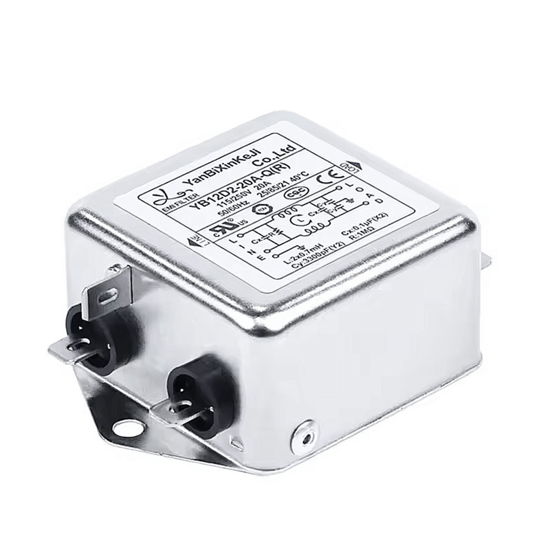 20A Bộ lọc EMI đơn pha Bộ lọc điện hấp thụ tiếng ồn tần số cao với sức đề kháng tăng cường