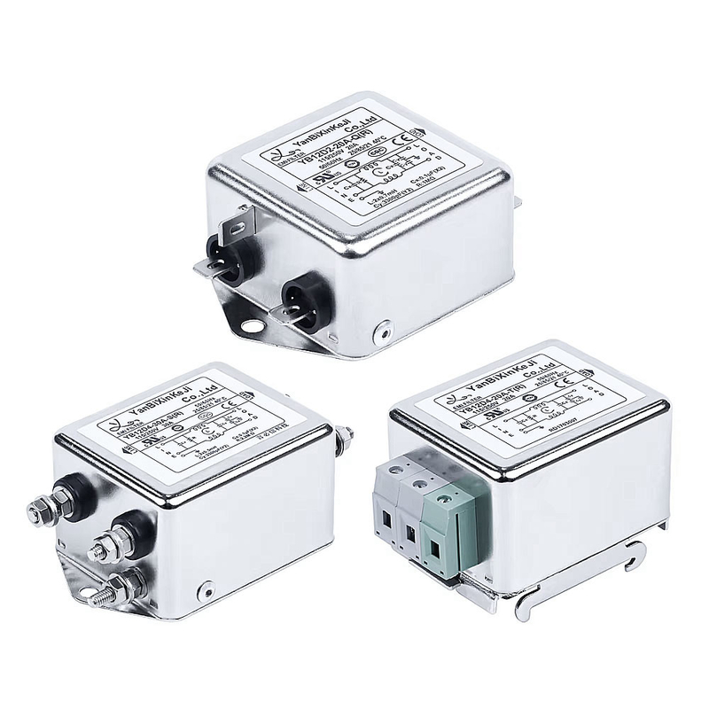 20A Bộ lọc EMI đơn pha Bộ lọc điện hấp thụ tiếng ồn tần số cao với sức đề kháng tăng cường