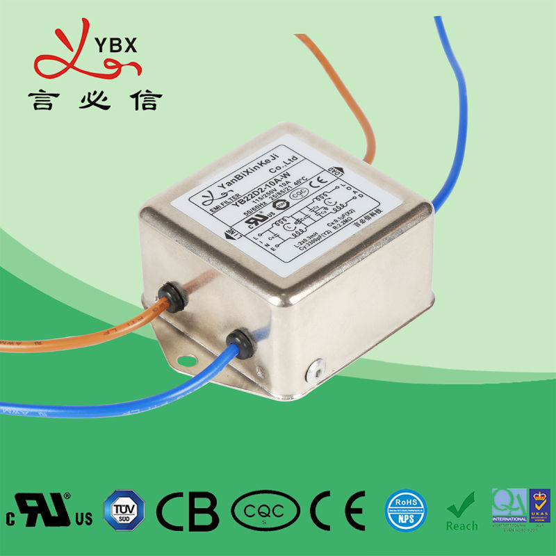 Bộ lọc nhiễu nguồn AC 10A 2.5KW YB12D2 Bộ lọc EMI một pha cho thiết bị gia dụng