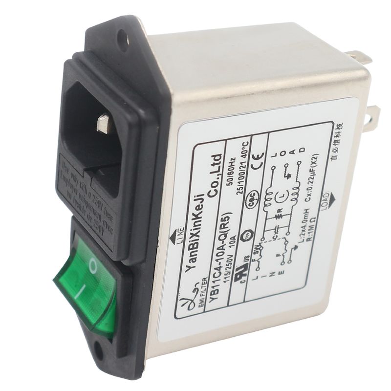 Thông qua thấp Bộ lọc EMI ngõ vào IEC tần số thấp Có giá đỡ cầu chì và công tắc có đèn